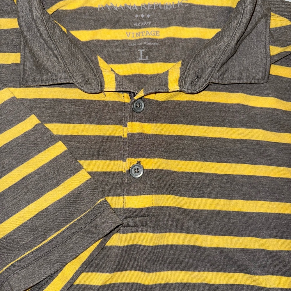 Banana‎ Republic Yellow and Gray Striped Polo